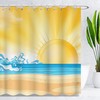 Rustic Watercolor Sunset Sunrise Shower Curtain - Modern Bathroom Curtain with Stylish Artwork, Waterproof Fabric