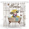 Rustic Waterproof Farmhouse Shower Curtain With Pastoral Cow For Bathroom