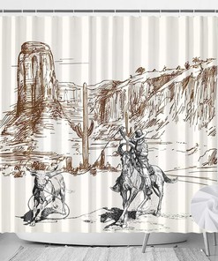 Rustic Western Cowboy Shower Curtain For Farmhouse Bathroom