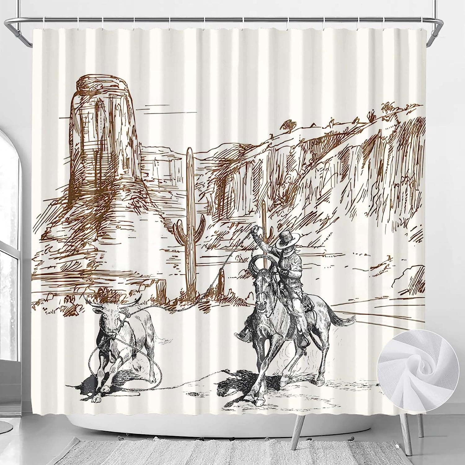 Rustic Western Cowboy Shower Curtain For Farmhouse Bathroom
