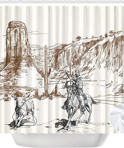 Rustic Western Cowboy Shower Curtain For Farmhouse Bathroom