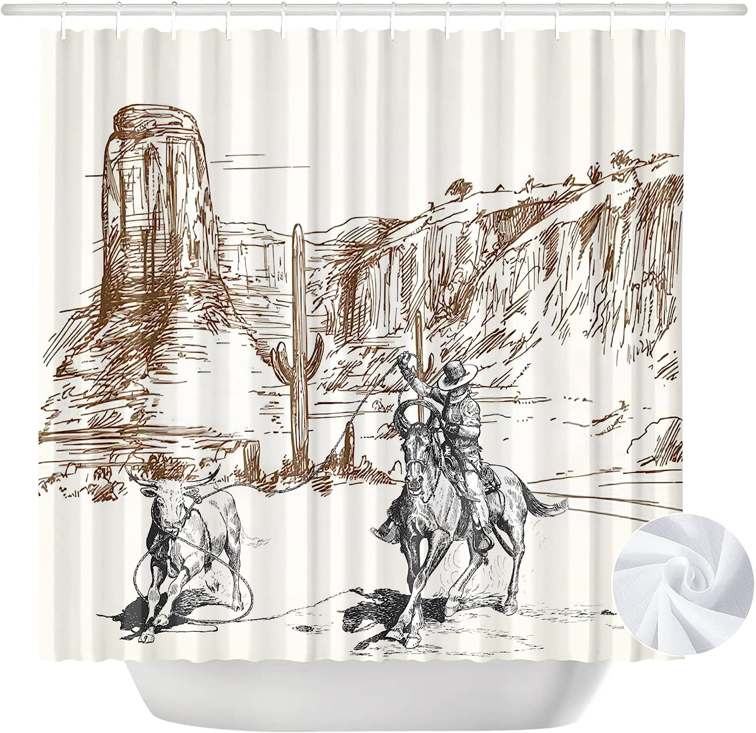 Rustic Western Cowboy Shower Curtain For Farmhouse Bathroom