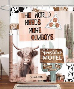 Rustic Western Desert Cactus and Farm Animal Farmhouse Shower Curtain