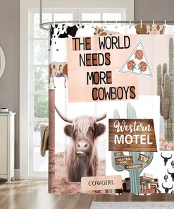 Rustic Western Desert Cactus and Farm Animal Farmhouse Shower Curtain