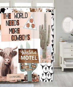 Rustic Western Desert Cactus and Farm Animal Farmhouse Shower Curtain