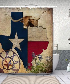Rustic Western Lodge Farm Animals Shower Curtain for Bathroom Decor