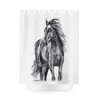 Rustic Western Theme Shower Curtain with Wild Horse Riding Artwork 