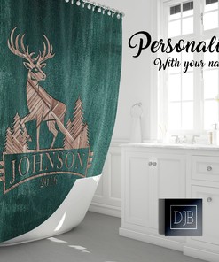 Rustic Whitetail Deer Shower Curtain for Hunting and Woodland Lovers