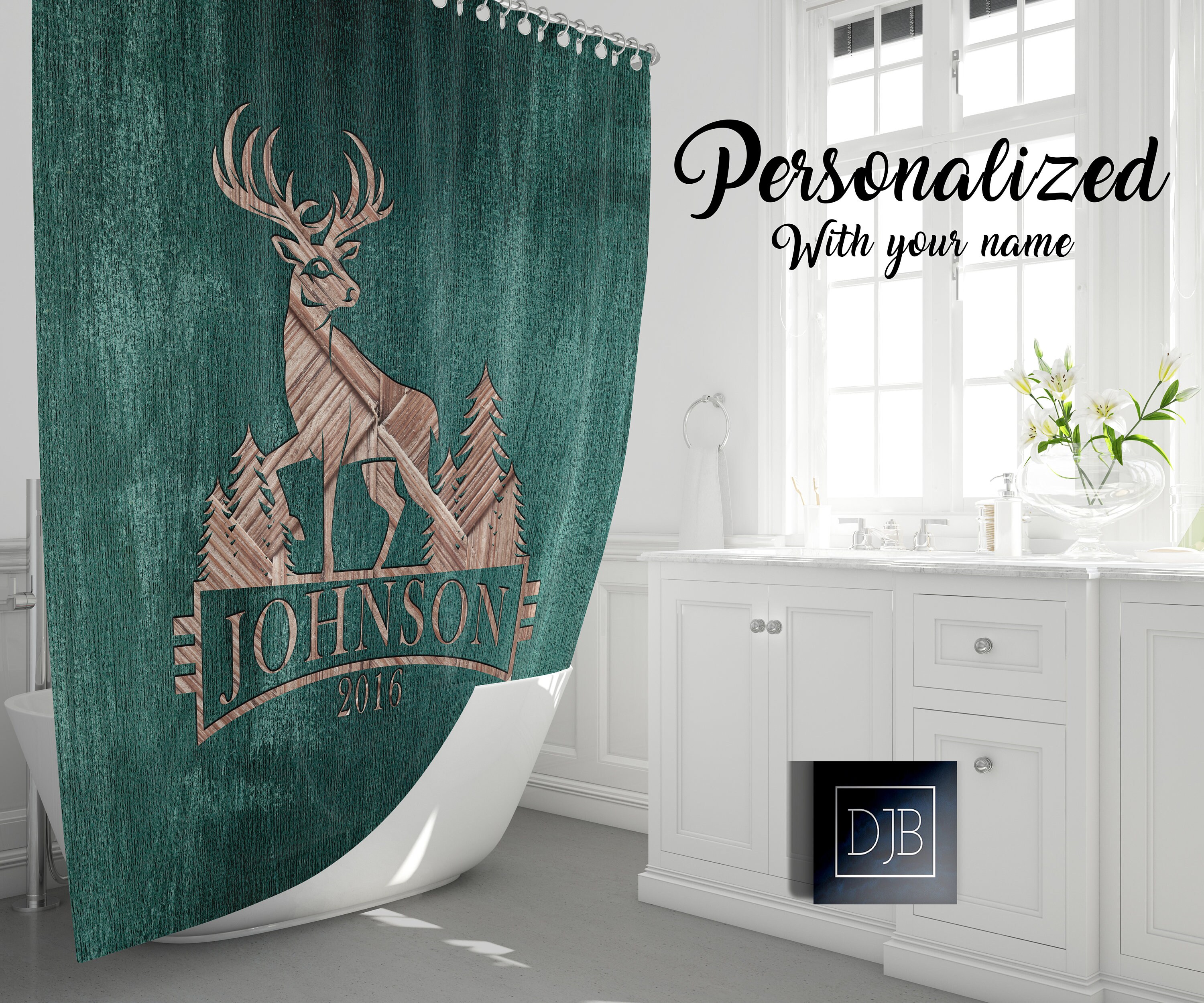 Rustic Whitetail Deer Shower Curtain for Hunting and Woodland Lovers