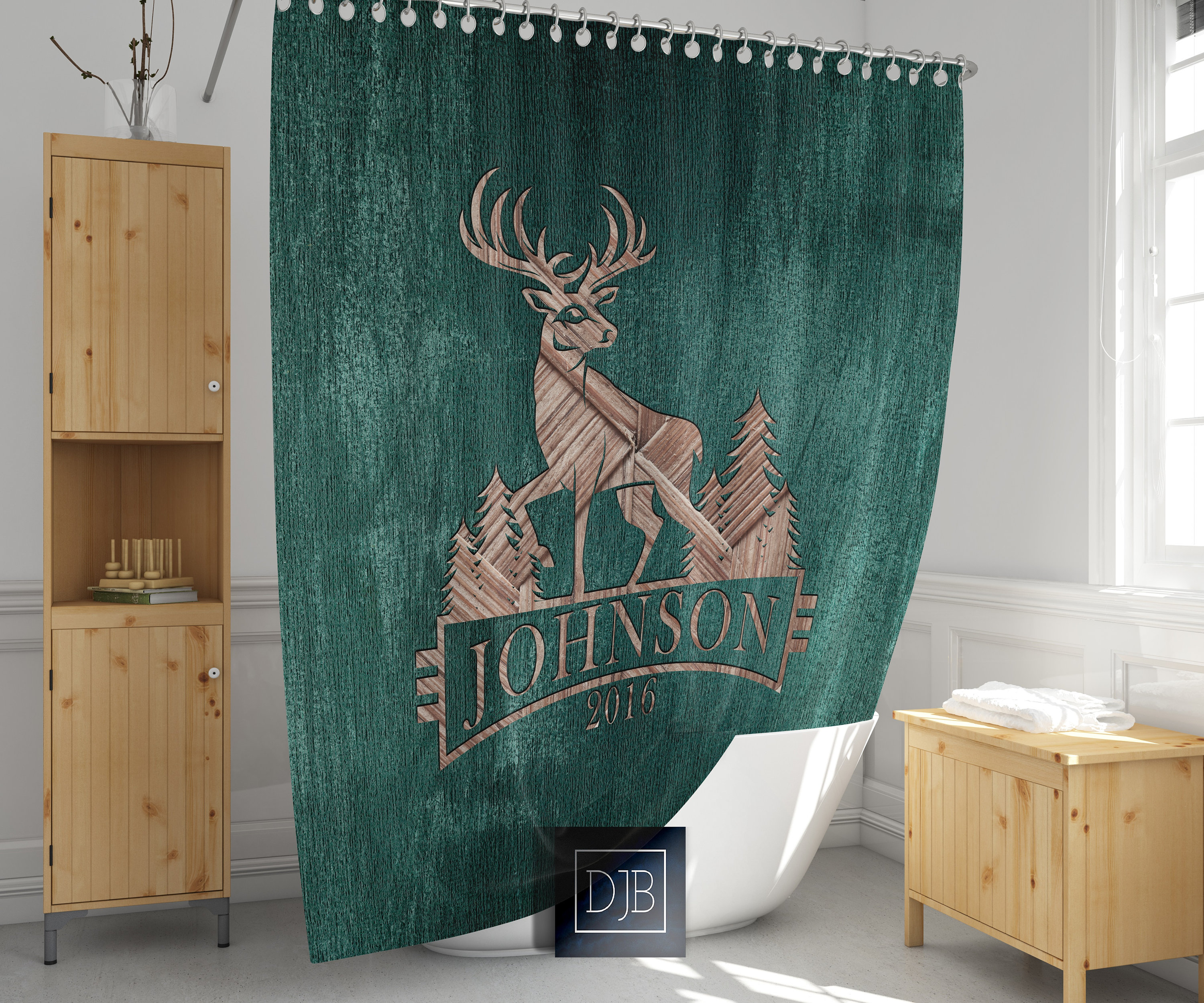 Rustic Whitetail Deer Shower Curtain for Hunting and Woodland Lovers
