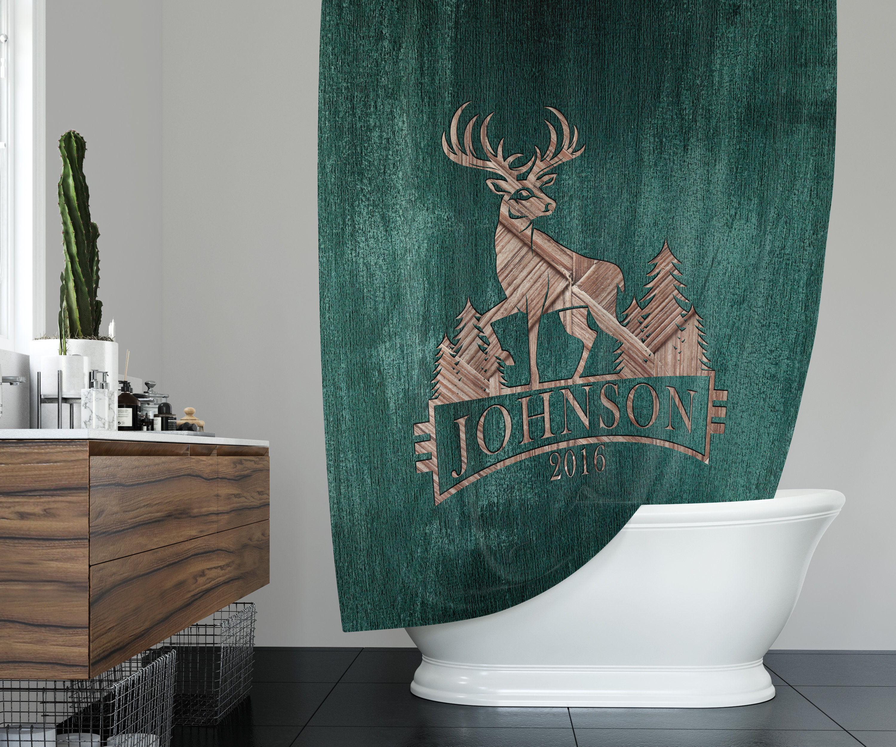 Rustic Whitetail Deer Shower Curtain for Hunting and Woodland Lovers