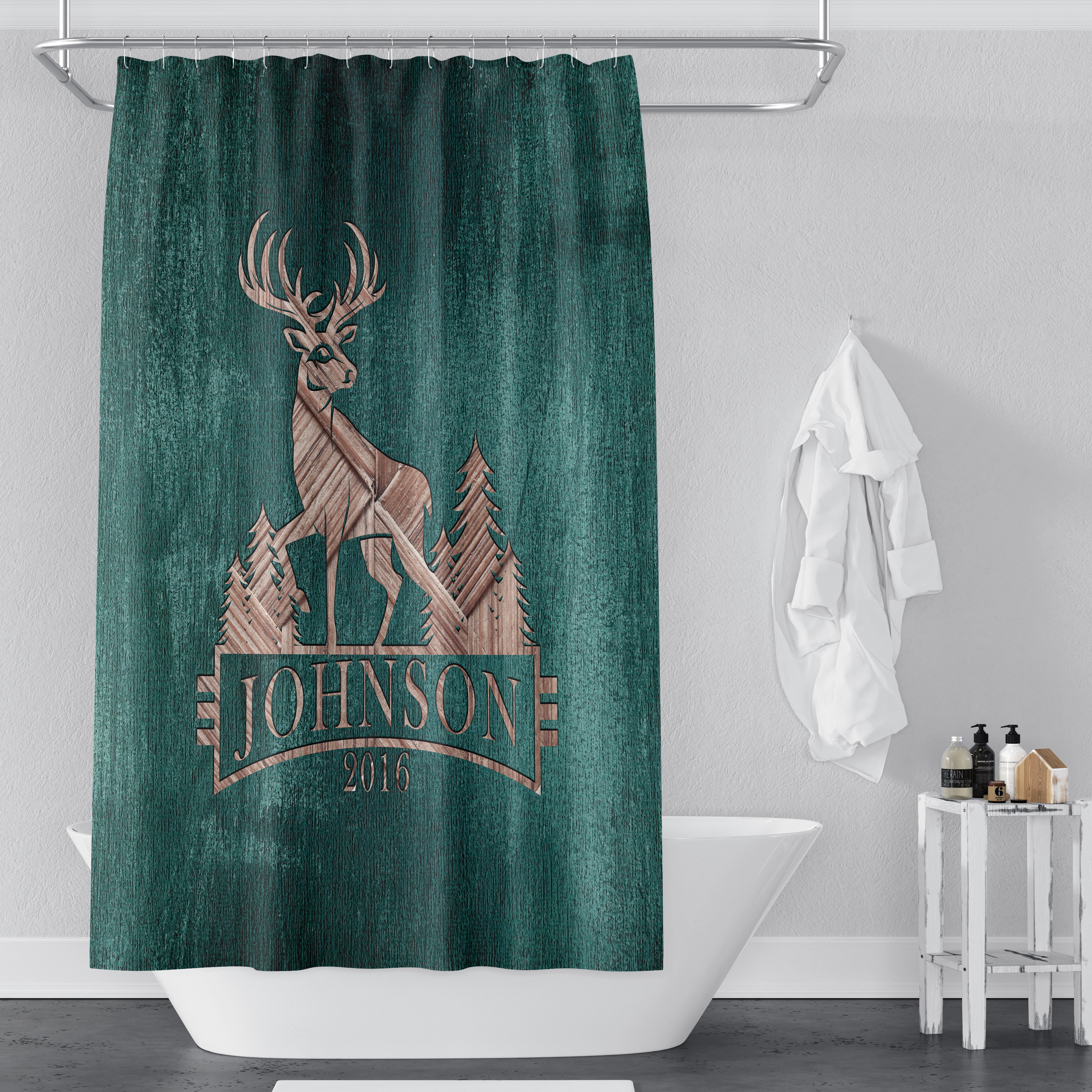 Rustic Whitetail Deer Shower Curtain for Hunting and Woodland Lovers