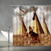 Rustic Wildlife And Tribal Bear Shower Curtain, Hunting Wolf Fabric Bathroom Decor,