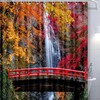 Rustic Windows Japanese Garden Shower Curtain with Flowers and Plants for Bathroom Decor