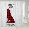 Rustic Wolf Hunting Shower Curtain for Boys and Adults, Geometric Grids and Retro Bright Print