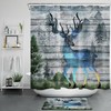Rustic Wood Board Mountain Forest Deer Shower Curtain for Bathroom Accessory