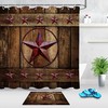 Rustic Wood Board Shower Curtain with Rusty Star Texas Print