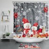 Rustic Wood Board Snowman Shower Curtain With Snowflakes For A Cozy Winter Bathroom