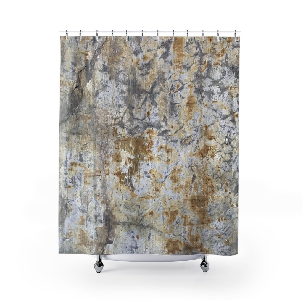 Rustic Wood Gold Modern Abstract Art Boho Shower Curtain For Bohemian Bathroom Decor
