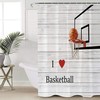 Rustic Wood Grain I Love Basketball Decorative Shower Curtain for Bathroom 