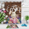 Rustic Wood Plank Easter Rabbit Shower Curtain With Tulips For Bathroom Decor