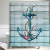 Rustic Wood Plank Marine Ornament Anchor Shower Curtain For Bathroom Decors