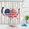 Rustic Wood Planks Heart Usa Flag Map Shower Curtain For Patriotic Bathroom Decor