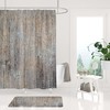 Rustic Wood Print Boho Shower Curtain With Hand Towel Set For Bathroom Decor
