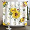Rustic Wood Sunflower Shower Curtain with Floral Design for Bathroom Decor