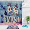 Rustic Wood Wall Creative Wooden Deer Christmas Shower Curtain Bathroom Decor