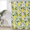 Rustic Wood White Spring Floral Green Leaves Summer Lemon Shower Curtain 