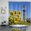 Rustic Wood Windmill Farmhouse Sunflower Shower Curtain Bathroom Accessory