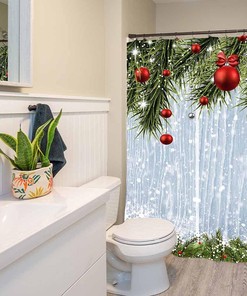 Rustic Wood Winter Christmas Shower Curtain for Merry Xmas Bath Bathroom and Home Decor