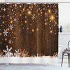 Rustic Wooden Backdrop | Snowflakes And Warm Traditional Celebration Print | Cloth Fabric Bathroom Decors | Brown White