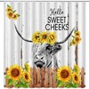 Rustic Wooden Barn Door Western Funny Bull Cattle Country Fabric Farmhouse Shower Curtain For Bathroom 