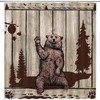 Rustic Wooden Board Cabin Forest Bear Shower Curtain for a Cozy Bathroom