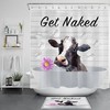 Rustic Wooden Board Cow and Flower Bathroom Decor Shower Curtain