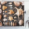 Rustic Wooden Country Style Seashell Nature Shower Curtain for Beach Bathroom