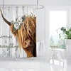 Rustic Wooden Flower Leaf And Funny Quote Highland Cow Shower Curtain