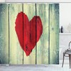 Rustic Wooden Love Shower Curtain With Heart Painted For Romance And Affection