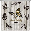 Rustic Wooden Plank Butterfly Print Shower Curtain For Vintage Bathroom