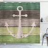 Rustic Wooden Plank Nautical Shower Curtain, Grungy Maritime Sailing Themed Marine Motif, Cloth Fabric Bathroom Decor