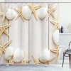 Rustic Wooden Seashell Backdrop Printed Shower Curtain for Nautical Bathroom Decor