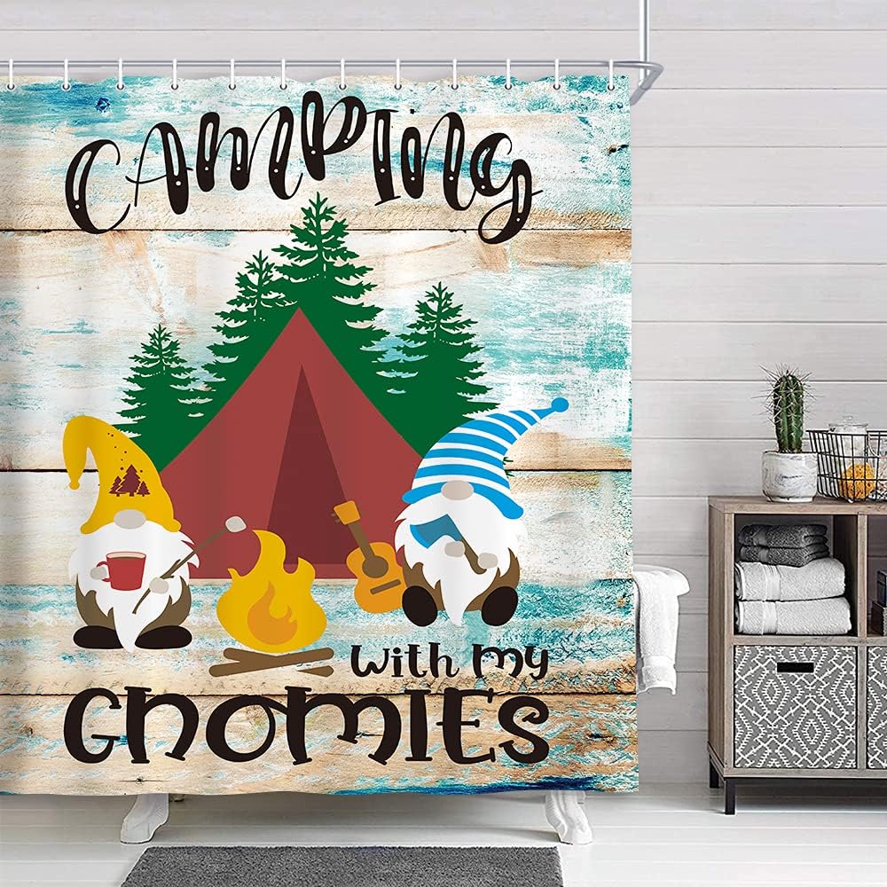 Rustic Wooden Stall Happy Camp Decorations Bathroom Decor With Camper Rv Shower Curtain For Bathroom - Image 2