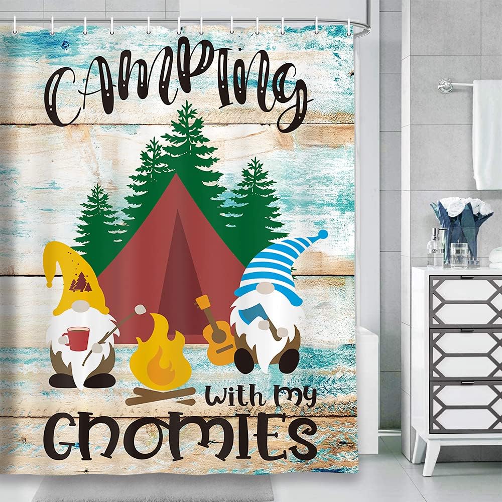 Rustic Wooden Stall Happy Camp Decorations Bathroom Decor With Camper Rv Shower Curtain For Bathroom - Image 3