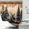 Rustic Woodland Cabin Shower Curtain with Bear and Deer Print 