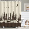 Rustic Woodland Hunting Shower Curtain with Forest Moose Pattern, Men's Bathroom Decor 