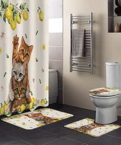 Rustic Yellow Lemon Pet Vintage Burlap Lovely Cats Unique Shower Curtains
