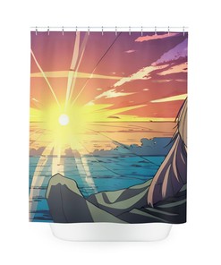 Rustic and Cozy Sunrise Sunshine Shower Curtain - Inviting and Warm Bathroom Decor with Modern Watercolor Art Print