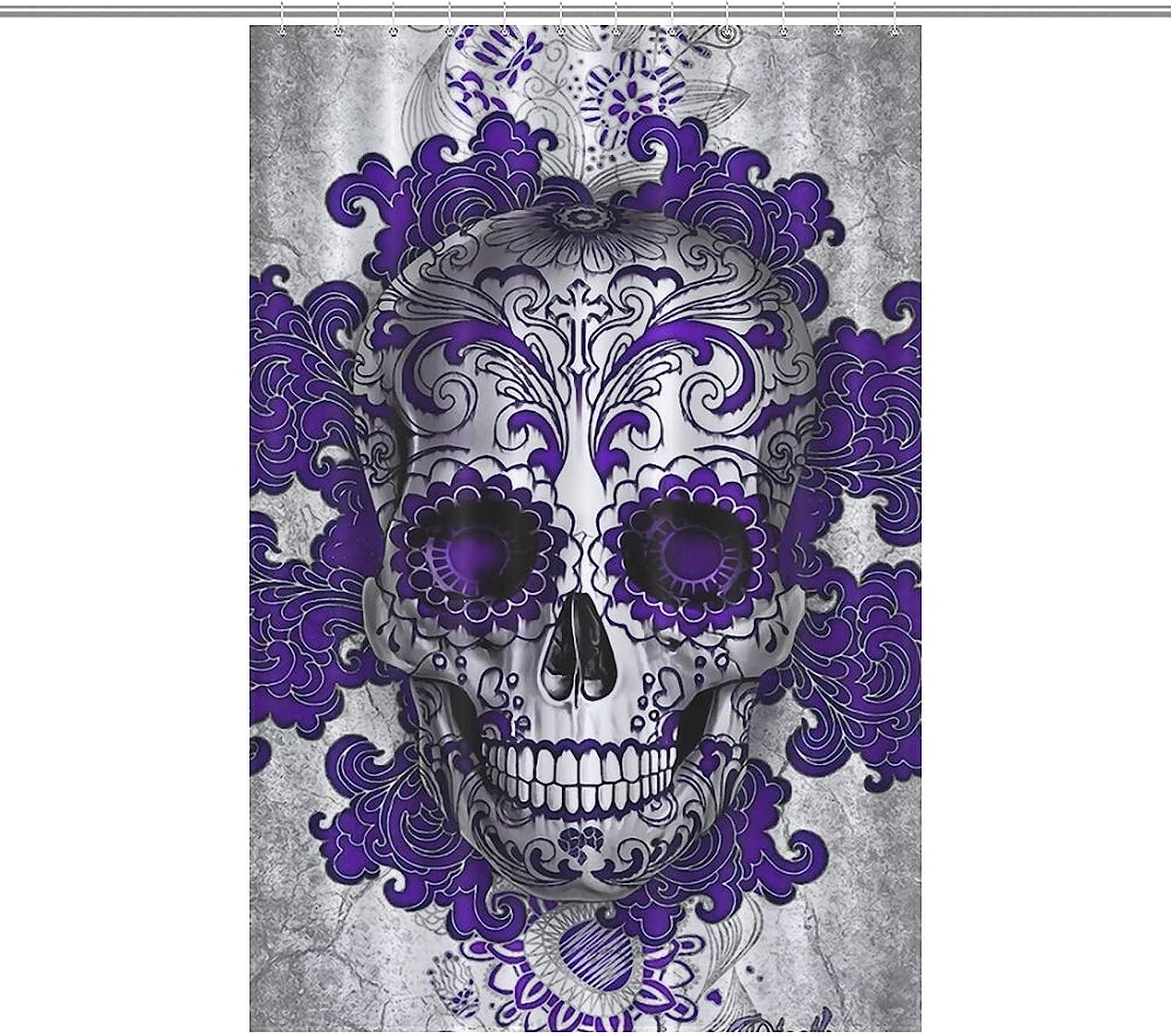 Rustproof Day Of The Dead Skull Shower Curtain For Bathroom Decor